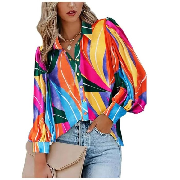 Sucolan Multicolor Button-Up Shirt Emilio Pucci Abstract Print Shirt Size M - Picture 1 of 10